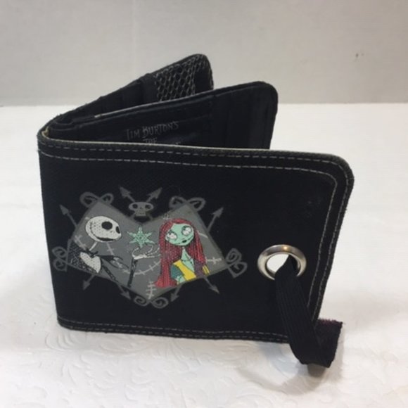Tim Burton's The Nightmare Before Christmas Black Canvas Wallet Jack & Sally - Picture 2 of 16